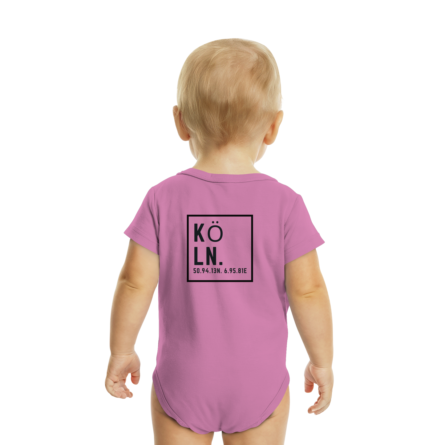 Köln Koordinaten (großer Druck auf dem Rücken) - Organic Baby Bodysuit