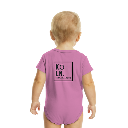 Köln Koordinaten (großer Druck auf dem Rücken) - Organic Baby Bodysuit