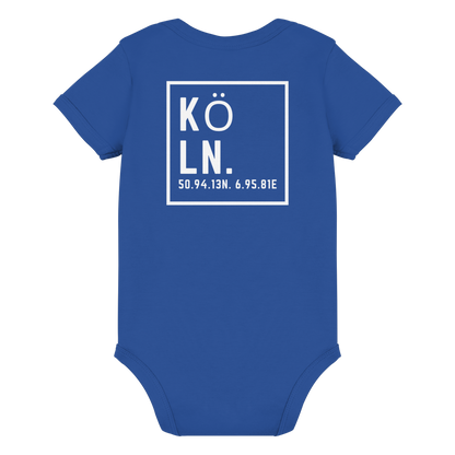 Köln Koordinaten (großer Druck auf dem Rücken) - Organic Baby Bodysuit