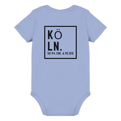 Köln Koordinaten (großer Druck auf dem Rücken) - Organic Baby Bodysuit