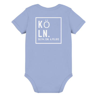 Köln Koordinaten (großer Druck auf dem Rücken) - Organic Baby Bodysuit