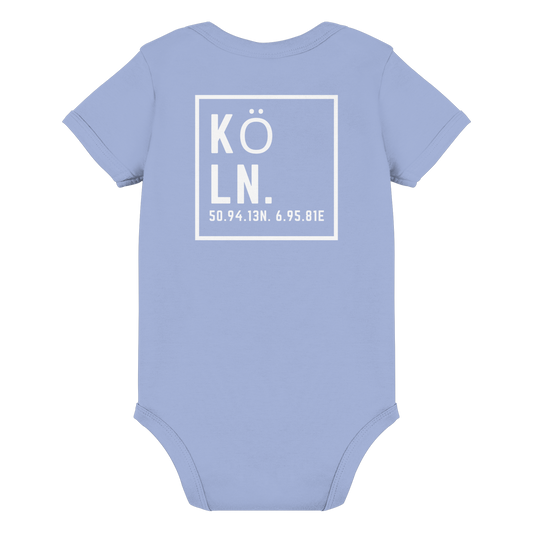 Köln Koordinaten (großer Druck auf dem Rücken) - Organic Baby Bodysuit
