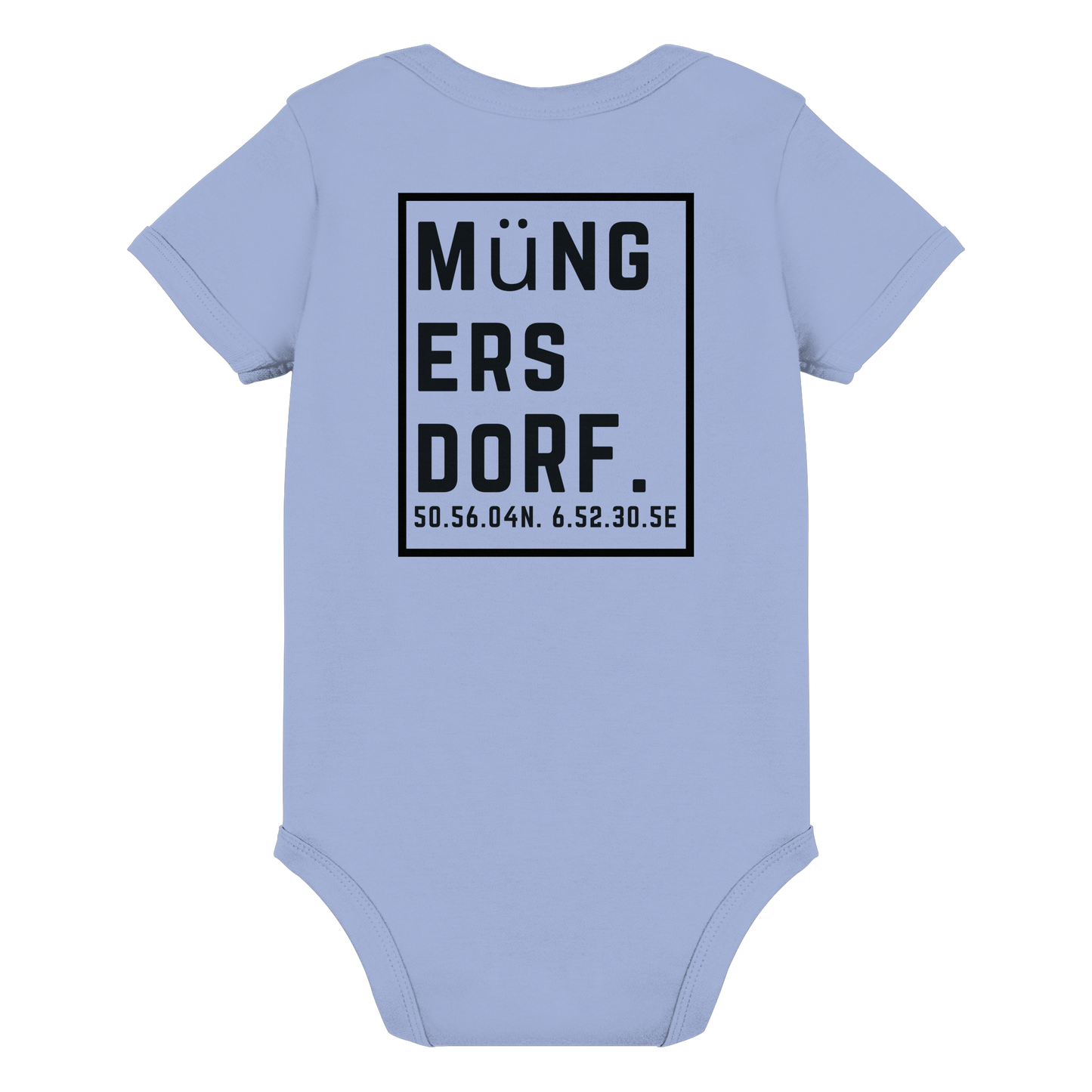 Müngersdorf Koordinaten (großer Druck auf dem Rücken) - Organic Baby Bodysuit