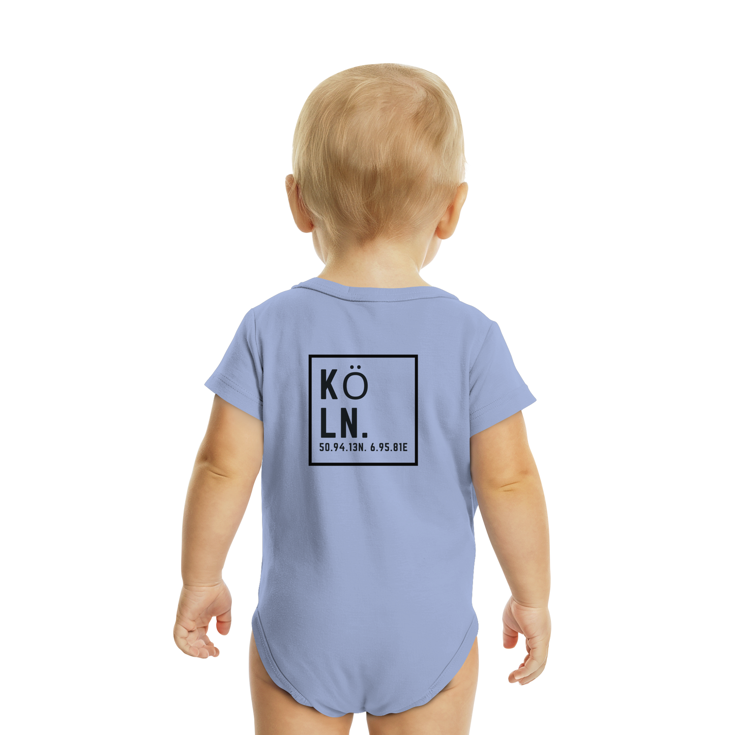 Köln Koordinaten (großer Druck auf dem Rücken) - Organic Baby Bodysuit