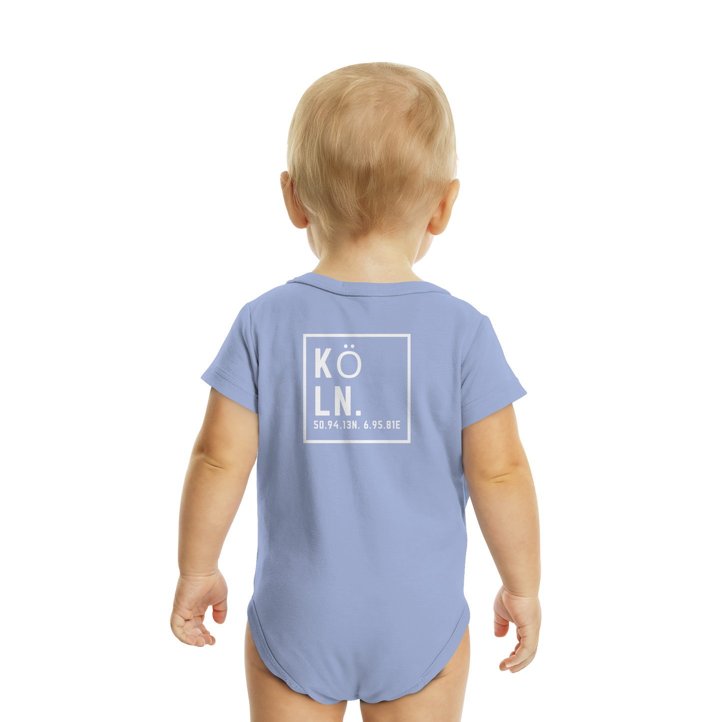Köln Koordinaten (großer Druck auf dem Rücken) - Organic Baby Bodysuit
