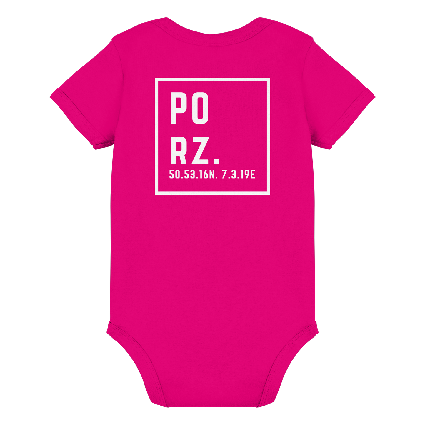 Porz Koordinaten (großer Druck Rücken) - Organic Baby Bodysuit