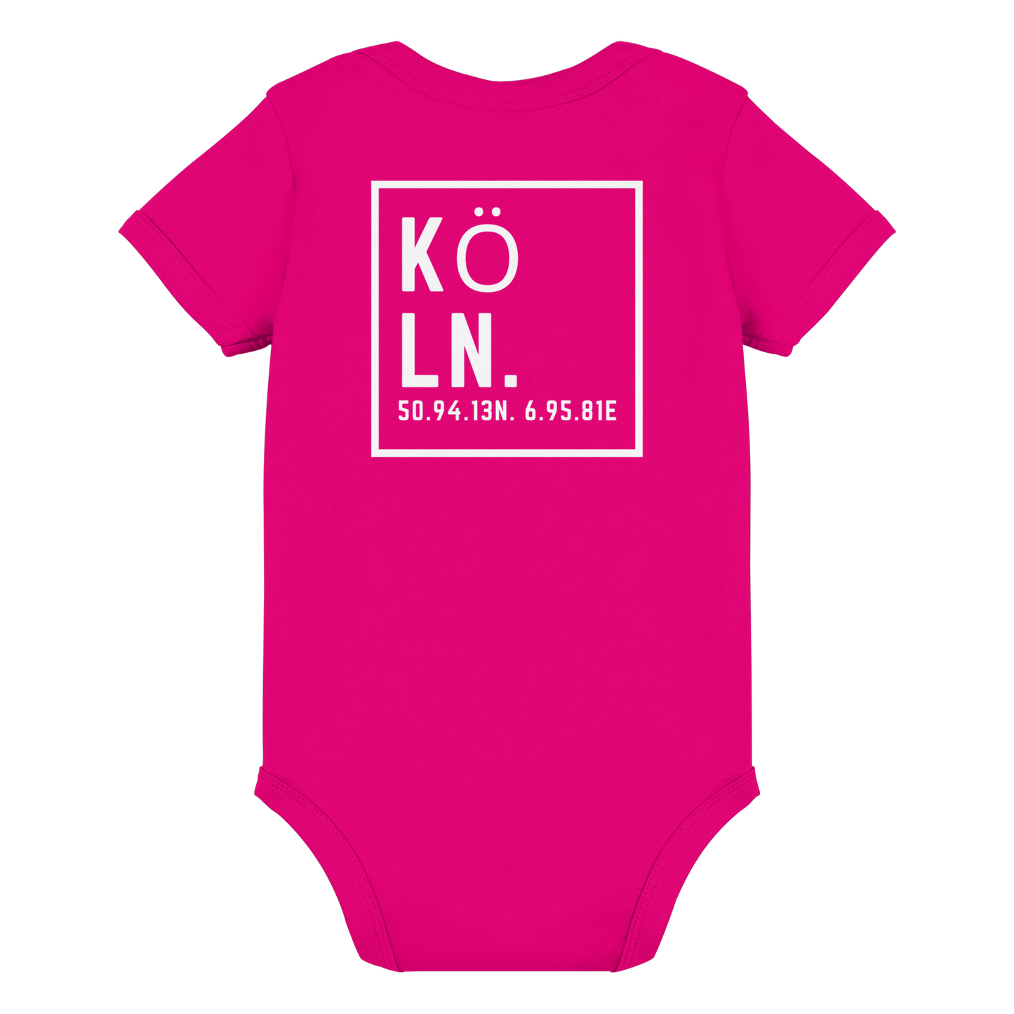Köln Koordinaten (großer Druck auf dem Rücken) - Organic Baby Bodysuit