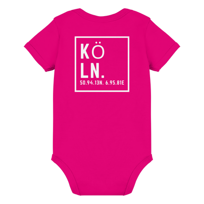 Köln Koordinaten (großer Druck auf dem Rücken) - Organic Baby Bodysuit