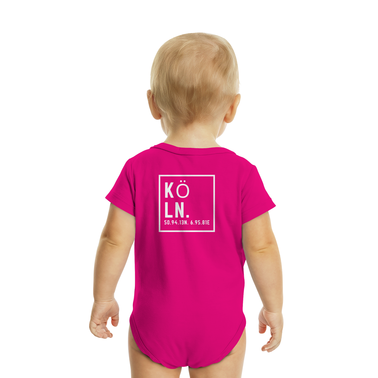 Köln Koordinaten (großer Druck auf dem Rücken) - Organic Baby Bodysuit
