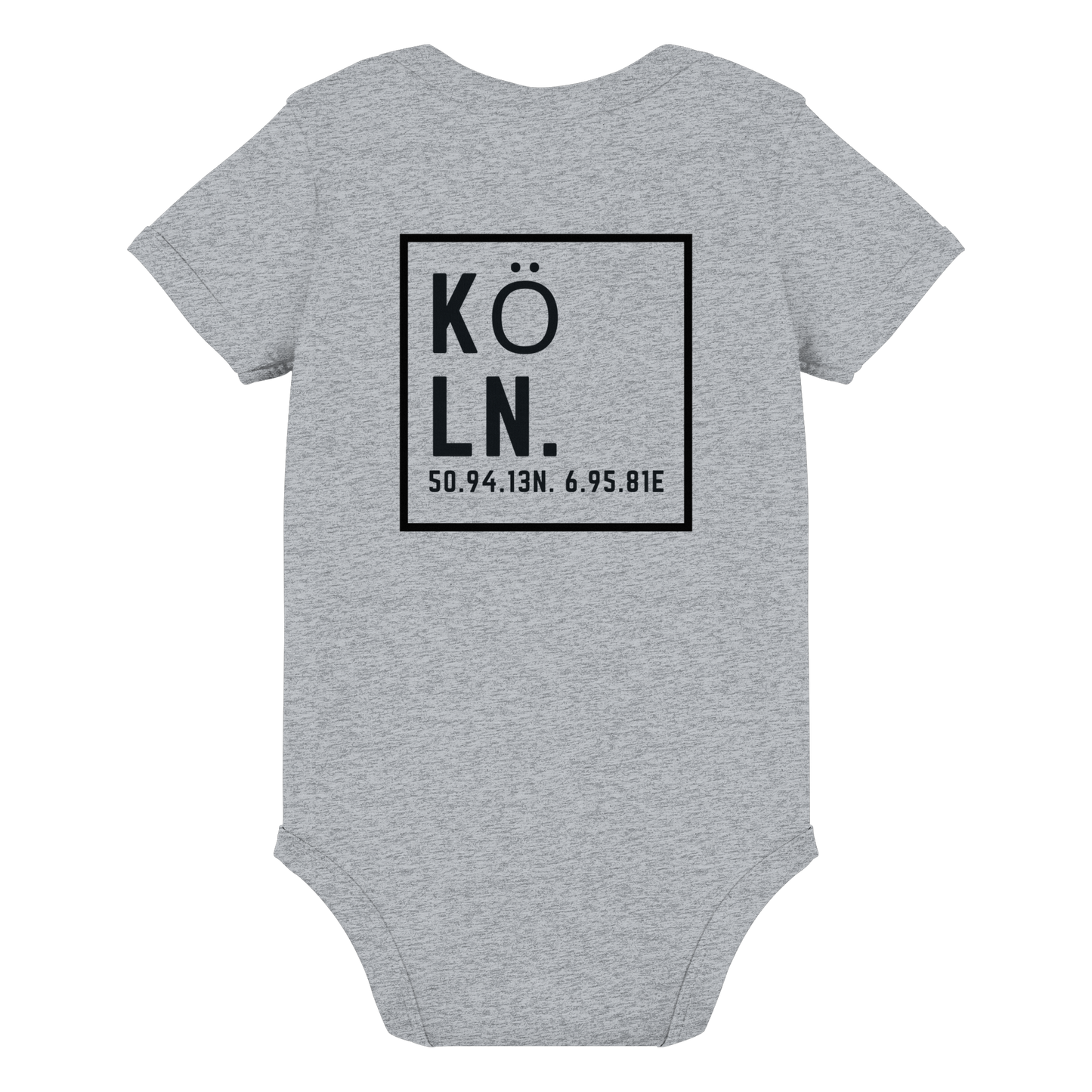 Köln Koordinaten (großer Druck auf dem Rücken) - Organic Baby Bodysuit