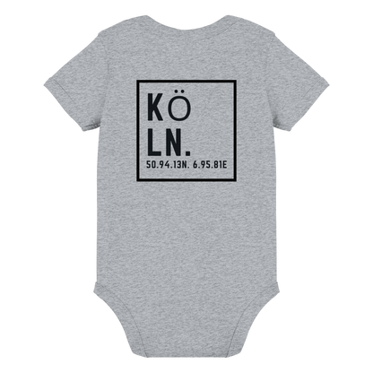 Köln Koordinaten (großer Druck auf dem Rücken) - Organic Baby Bodysuit