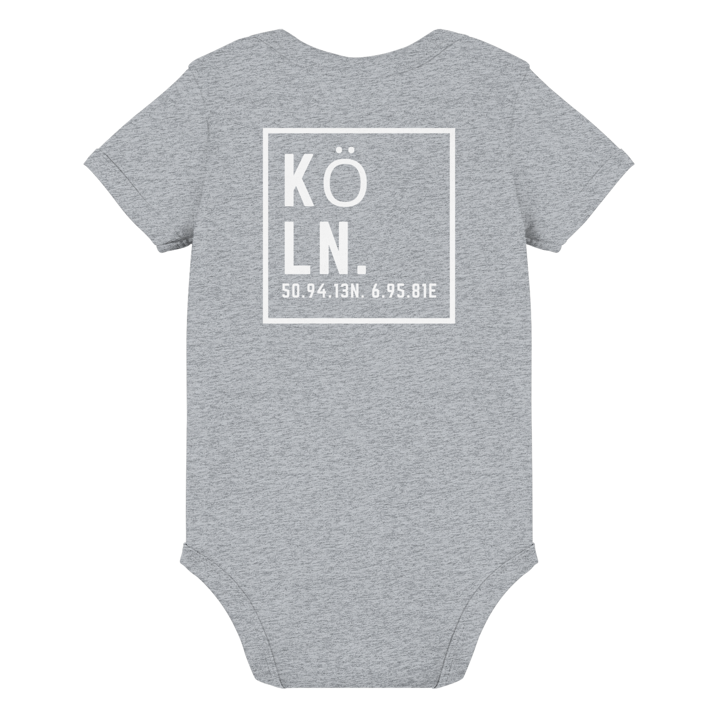 Köln Koordinaten (großer Druck auf dem Rücken) - Organic Baby Bodysuit