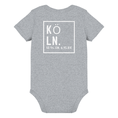 Köln Koordinaten (großer Druck auf dem Rücken) - Organic Baby Bodysuit