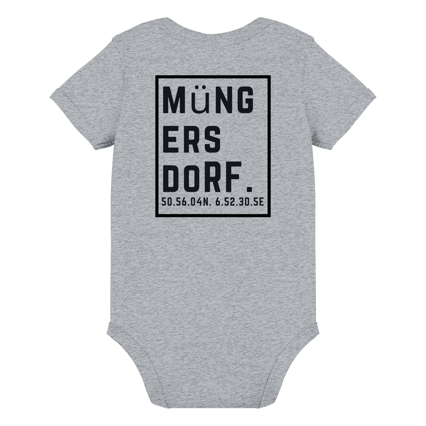 Müngersdorf Koordinaten (großer Druck auf dem Rücken) - Organic Baby Bodysuit