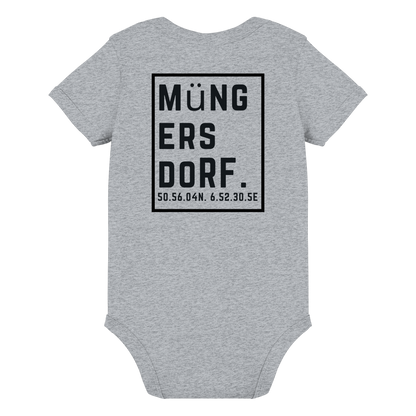 Müngersdorf Koordinaten (großer Druck auf dem Rücken) - Organic Baby Bodysuit
