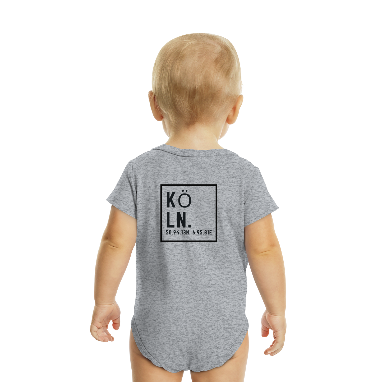 Köln Koordinaten (großer Druck auf dem Rücken) - Organic Baby Bodysuit