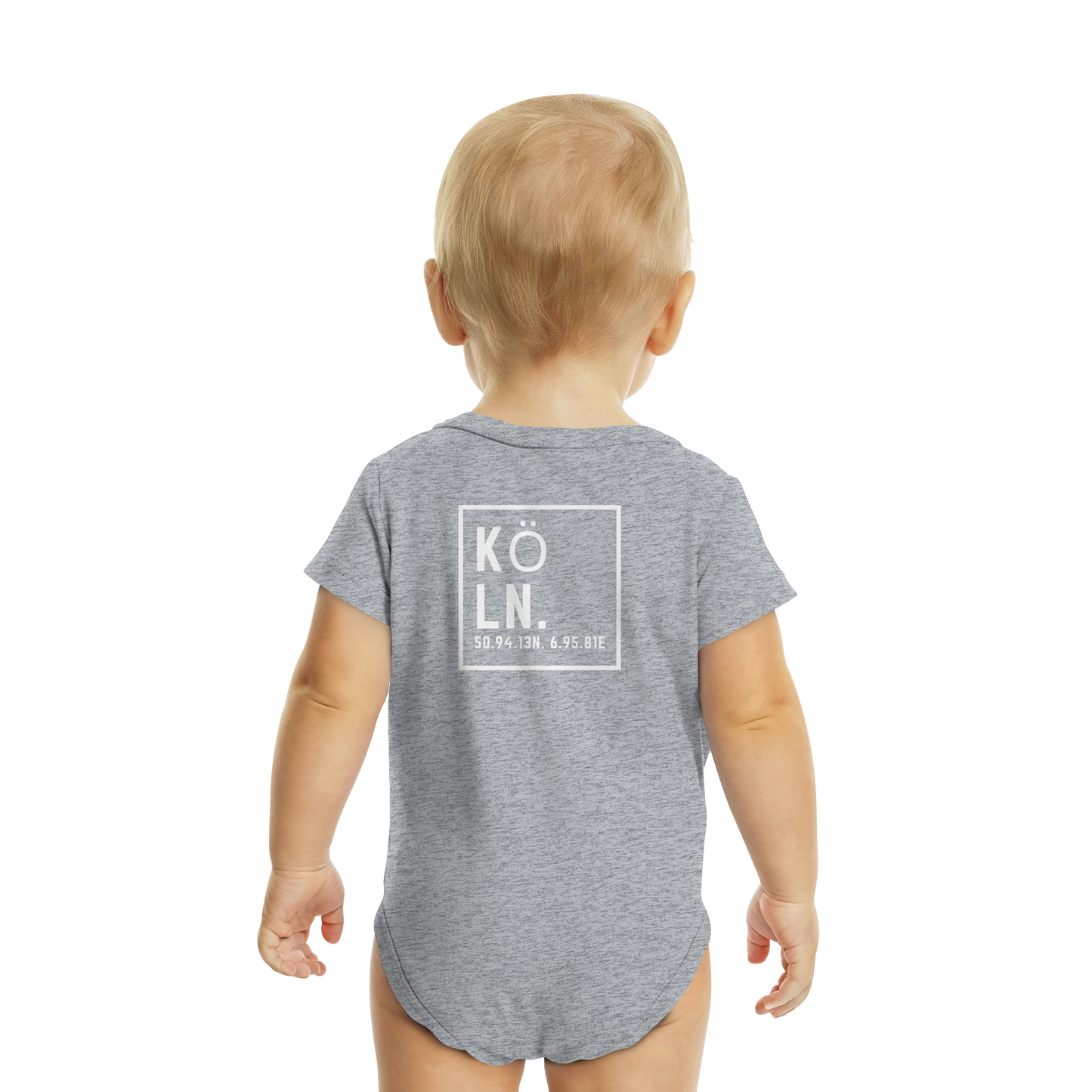 Köln Koordinaten (großer Druck auf dem Rücken) - Organic Baby Bodysuit