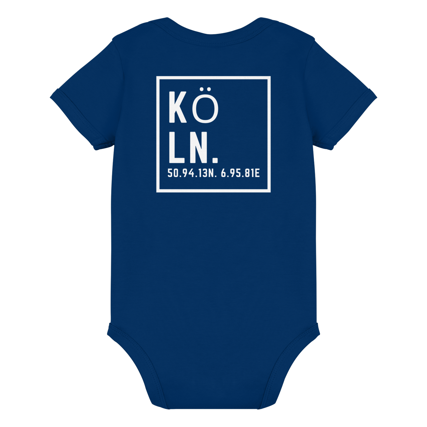 Köln Koordinaten (großer Druck auf dem Rücken) - Organic Baby Bodysuit