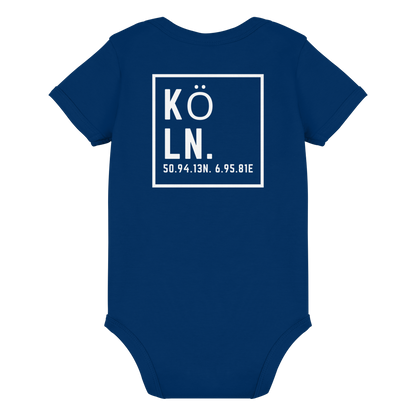 Köln Koordinaten (großer Druck auf dem Rücken) - Organic Baby Bodysuit