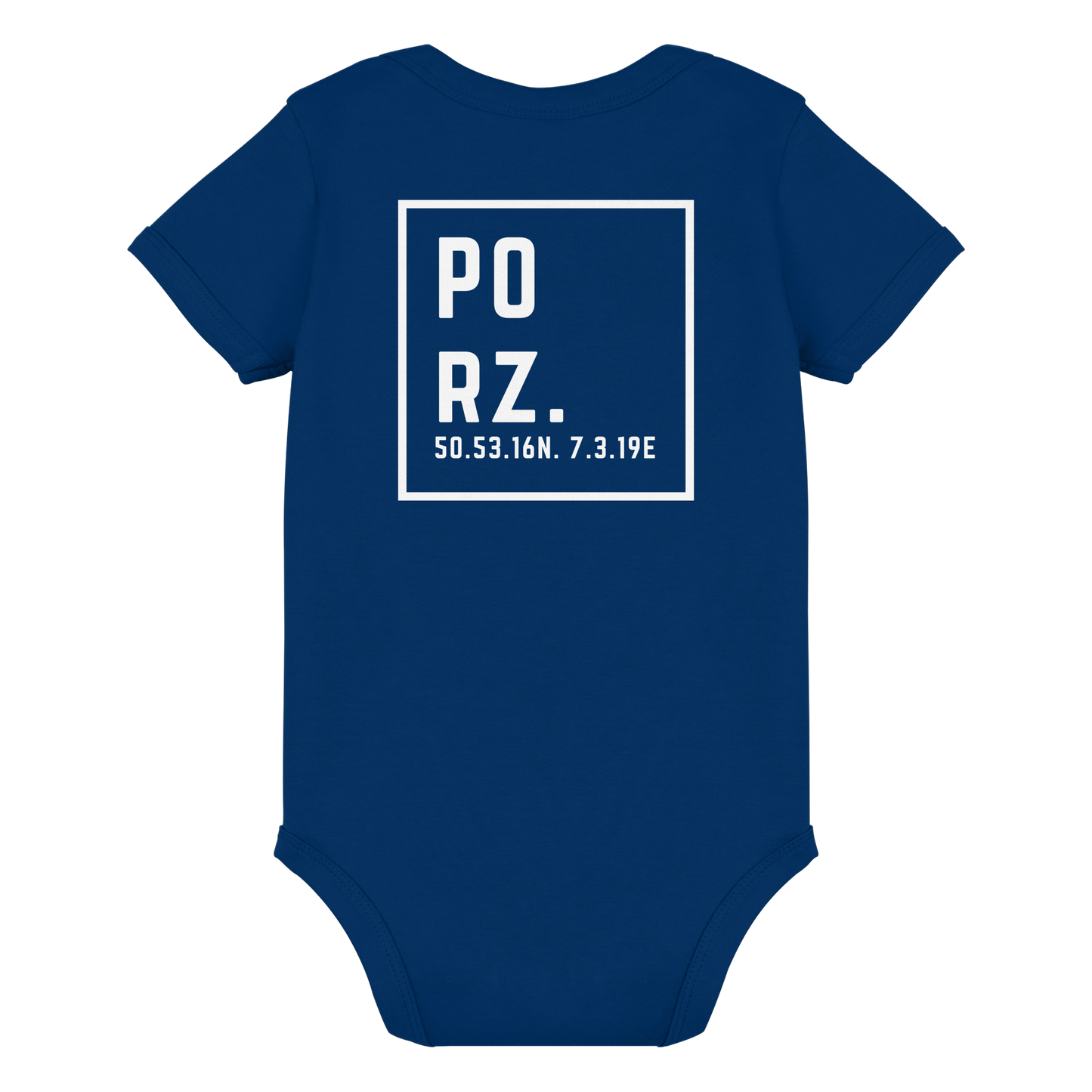 Porz Koordinaten (großer Druck Rücken) - Organic Baby Bodysuit