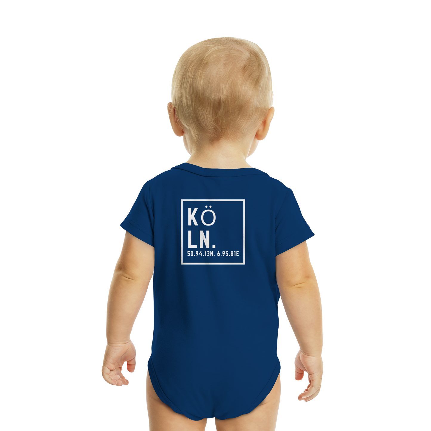Köln Koordinaten (großer Druck auf dem Rücken) - Organic Baby Bodysuit