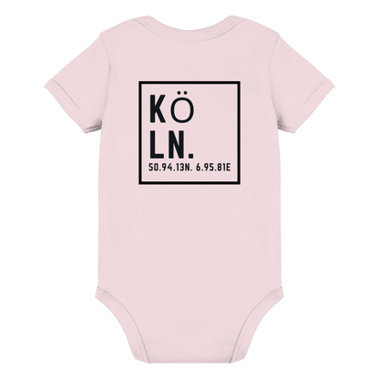 Köln Koordinaten (großer Druck auf dem Rücken) - Organic Baby Bodysuit