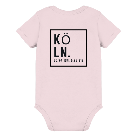 Köln Koordinaten (großer Druck auf dem Rücken) - Organic Baby Bodysuit