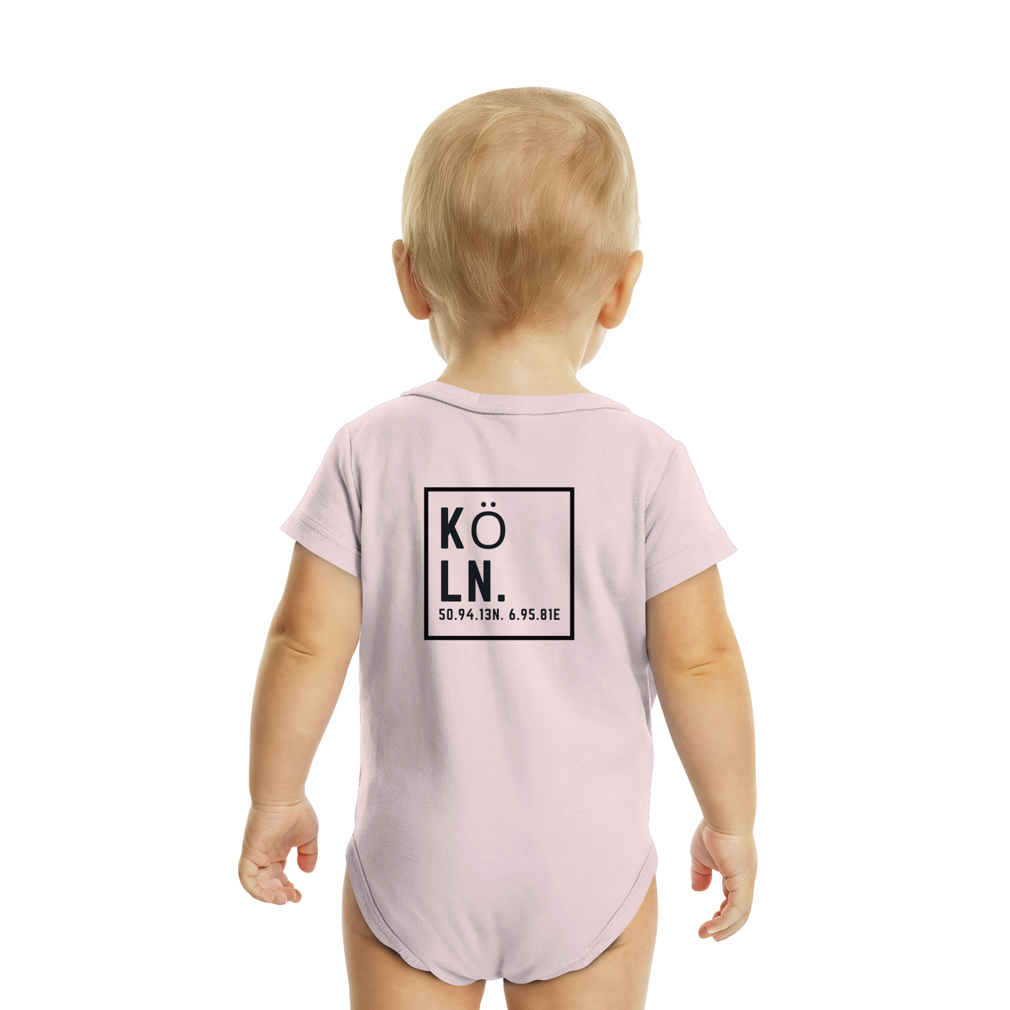 Köln Koordinaten (großer Druck auf dem Rücken) - Organic Baby Bodysuit