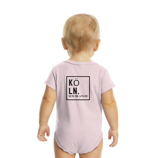 Köln Koordinaten (großer Druck auf dem Rücken) - Organic Baby Bodysuit