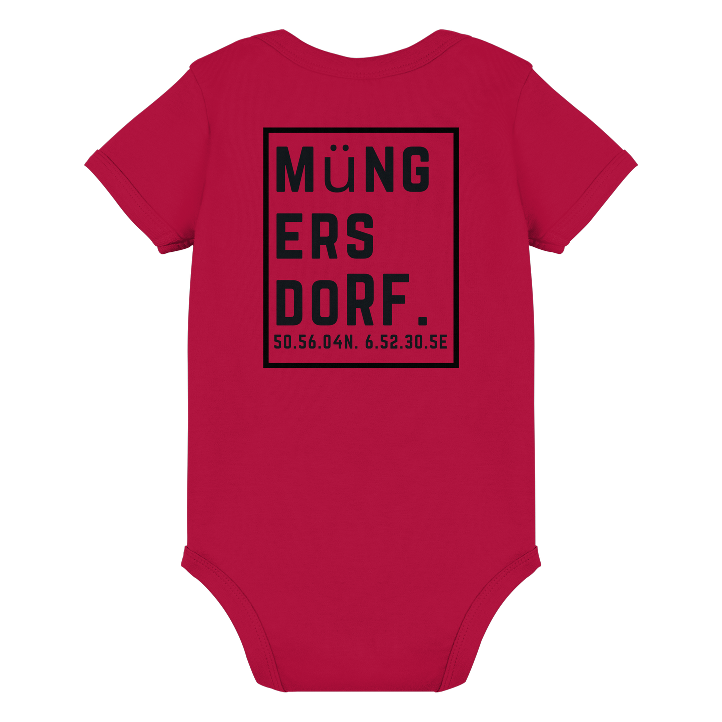 Müngersdorf Koordinaten (großer Druck auf dem Rücken) - Organic Baby Bodysuit