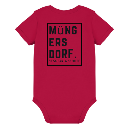 Müngersdorf Koordinaten (großer Druck auf dem Rücken) - Organic Baby Bodysuit