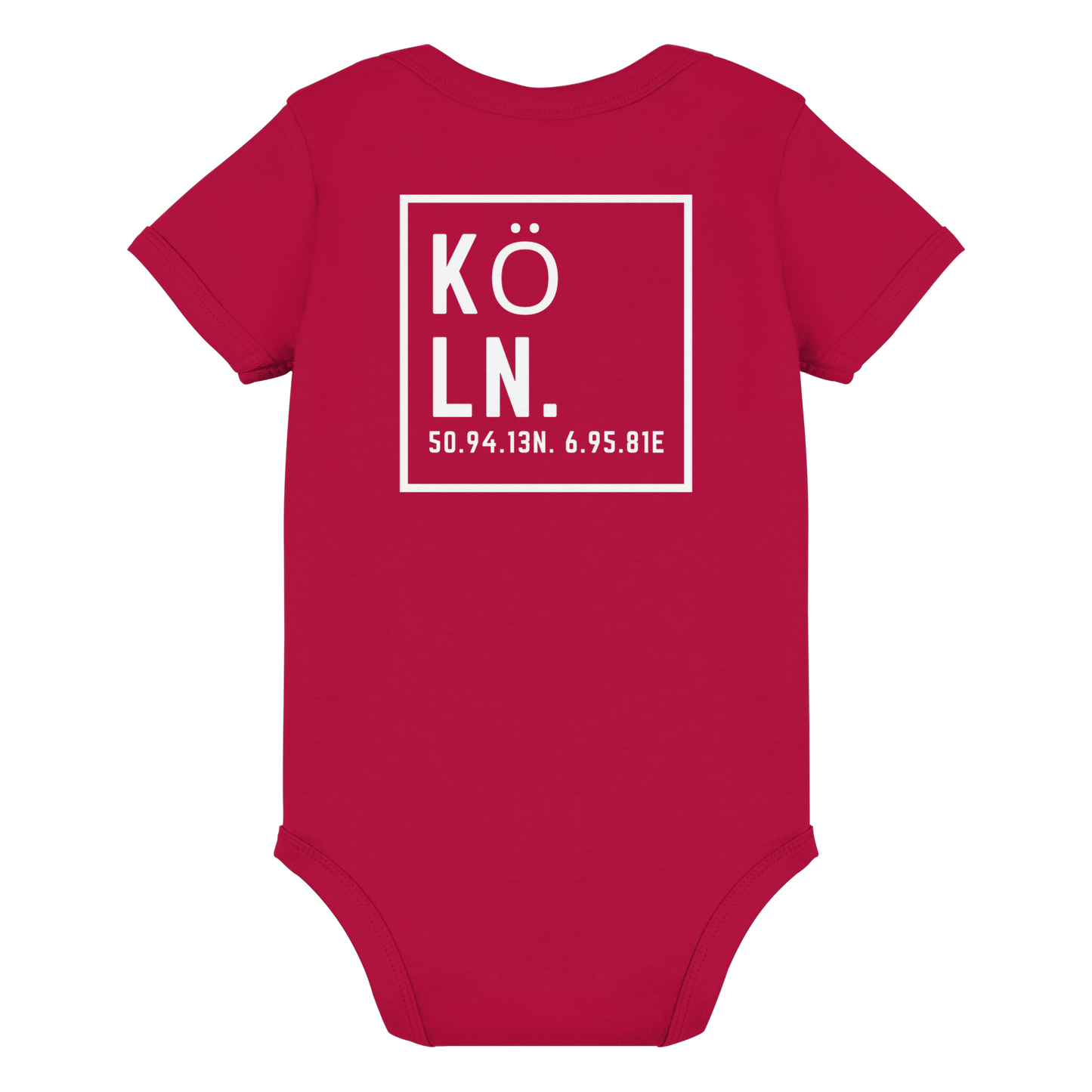 Köln Koordinaten (großer Druck auf dem Rücken) - Organic Baby Bodysuit