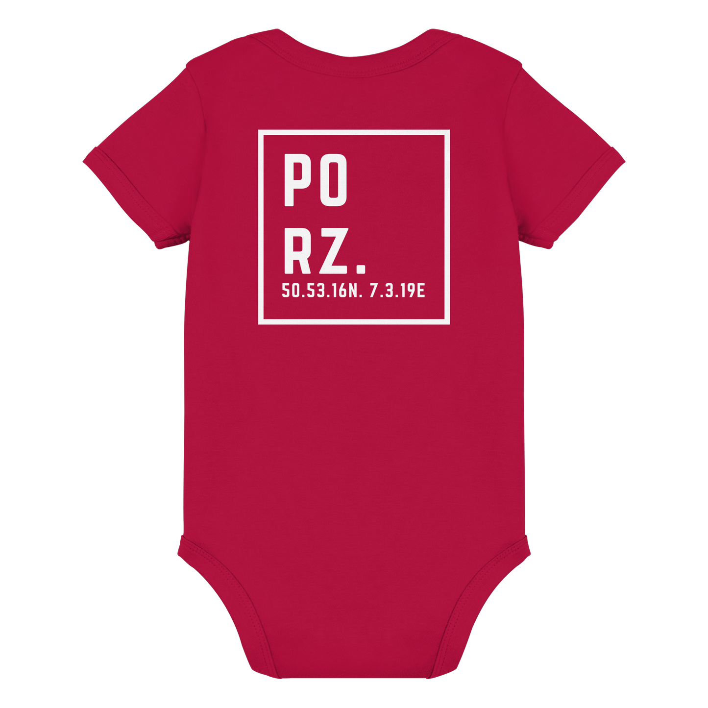 Porz Koordinaten (großer Druck Rücken) - Organic Baby Bodysuit