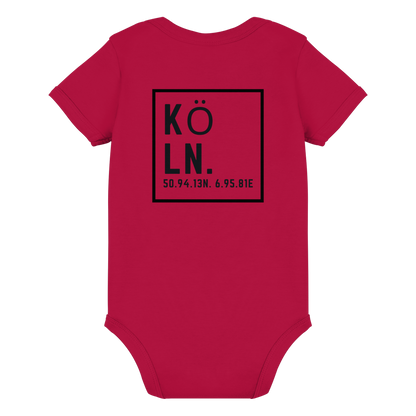 Köln Koordinaten (großer Druck auf dem Rücken) - Organic Baby Bodysuit