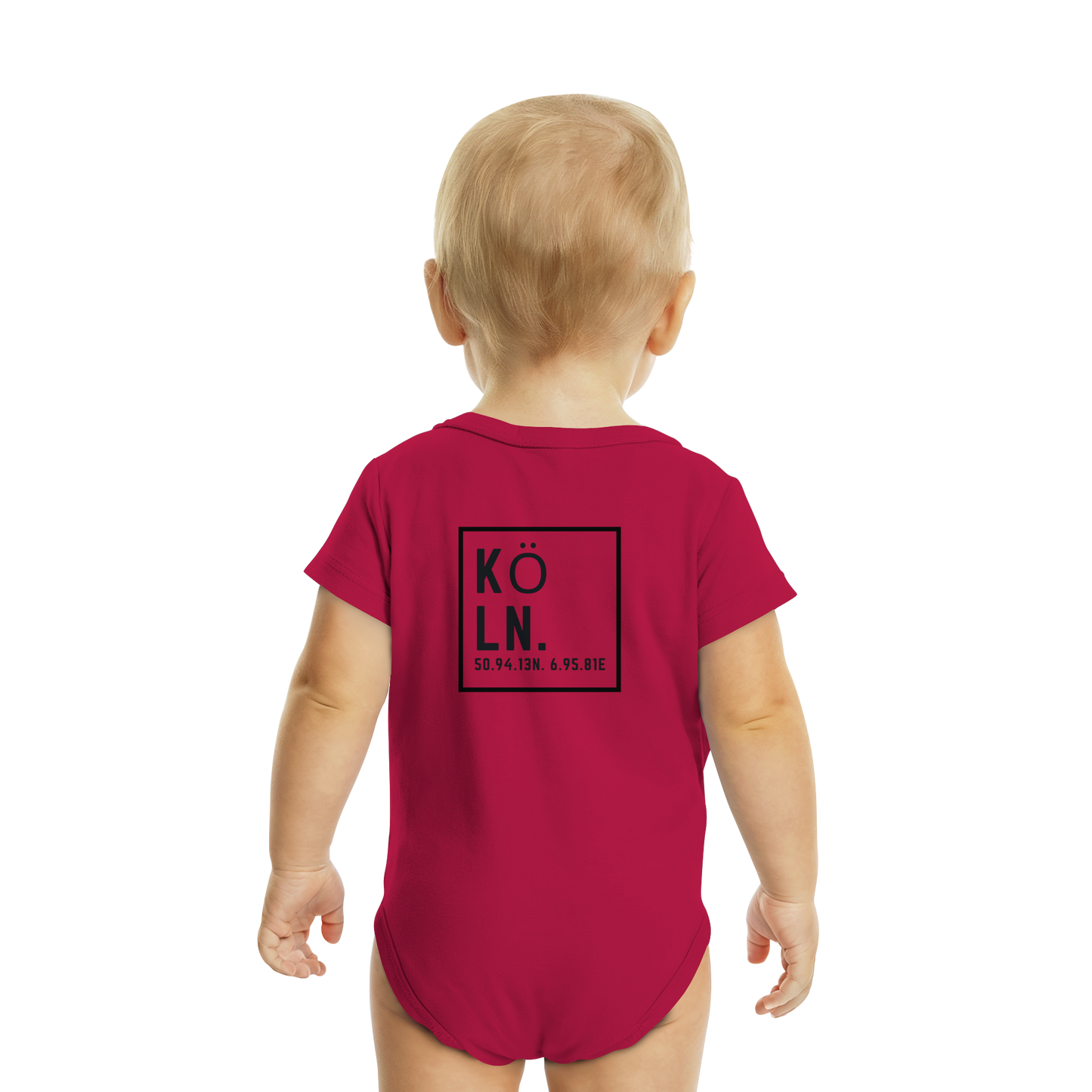 Köln Koordinaten (großer Druck auf dem Rücken) - Organic Baby Bodysuit