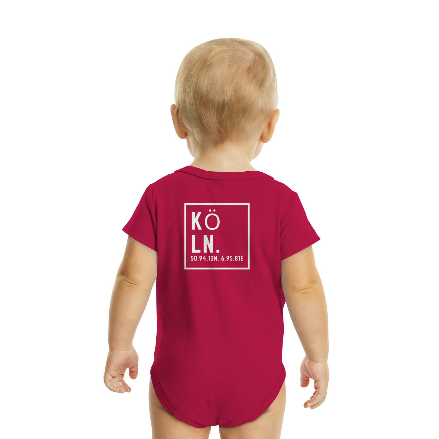 Köln Koordinaten (großer Druck auf dem Rücken) - Organic Baby Bodysuit