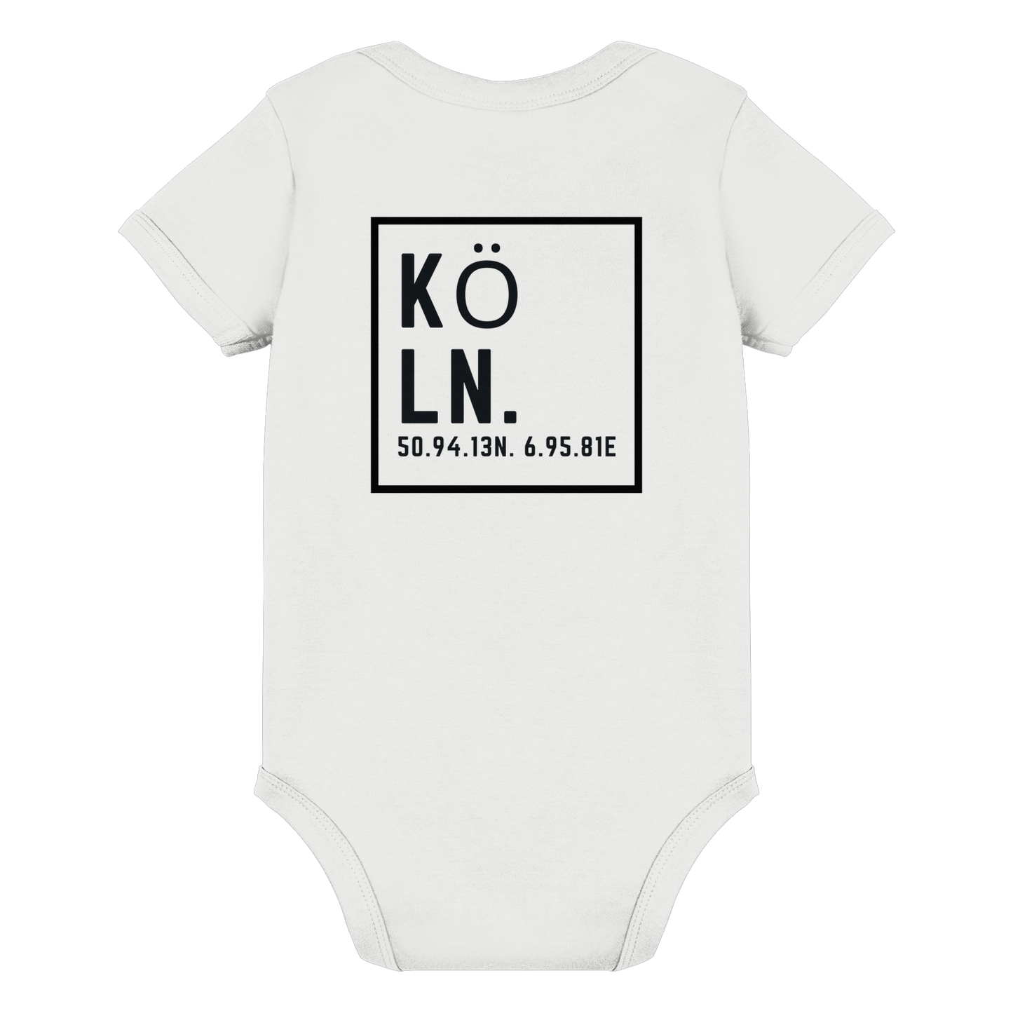 Köln Koordinaten (großer Druck auf dem Rücken) - Organic Baby Bodysuit