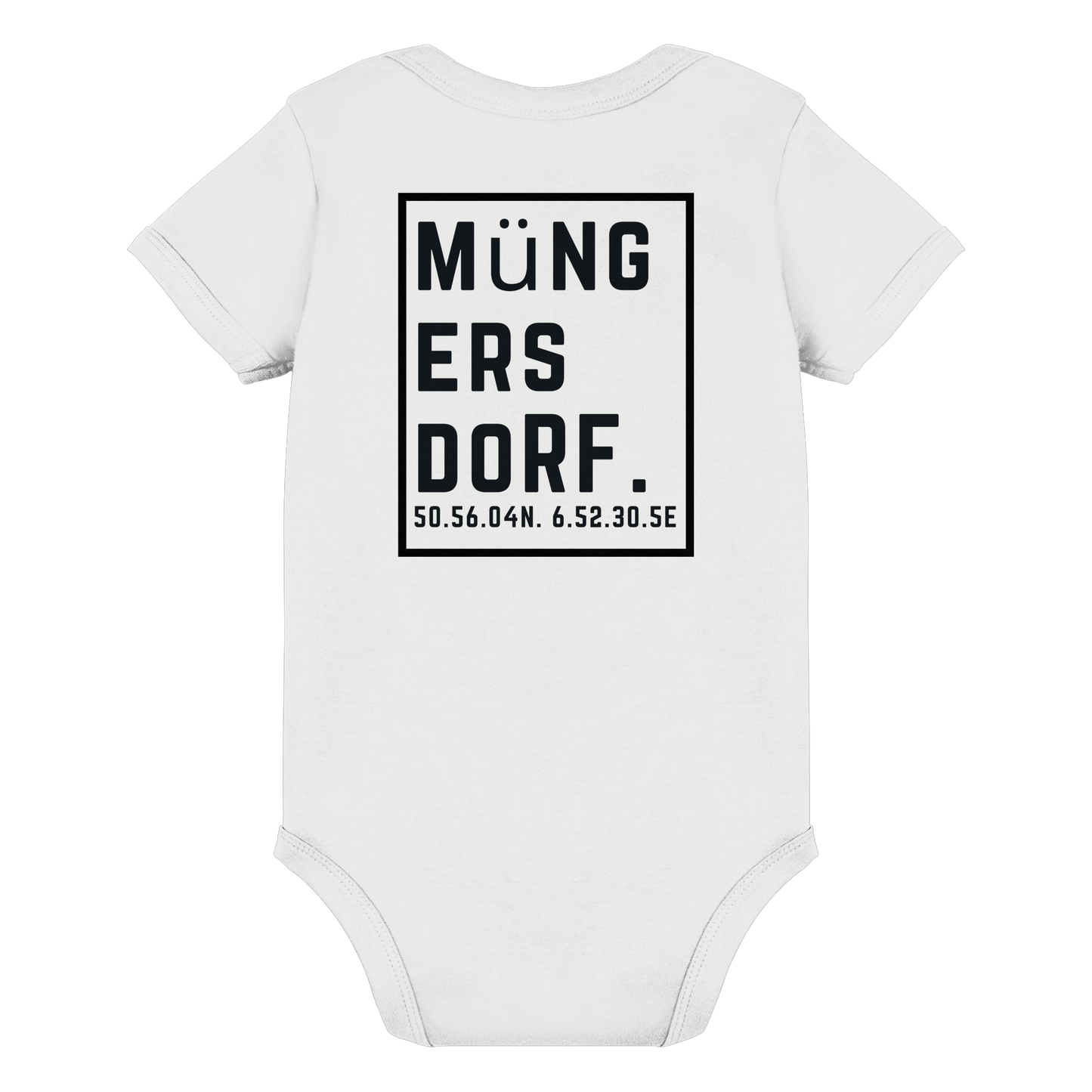 Müngersdorf Koordinaten (großer Druck auf dem Rücken) - Organic Baby Bodysuit