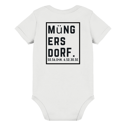 Müngersdorf Koordinaten (großer Druck auf dem Rücken) - Organic Baby Bodysuit