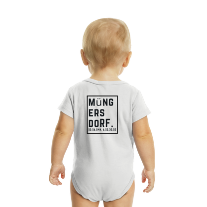 Müngersdorf Koordinaten (großer Druck auf dem Rücken) - Organic Baby Bodysuit