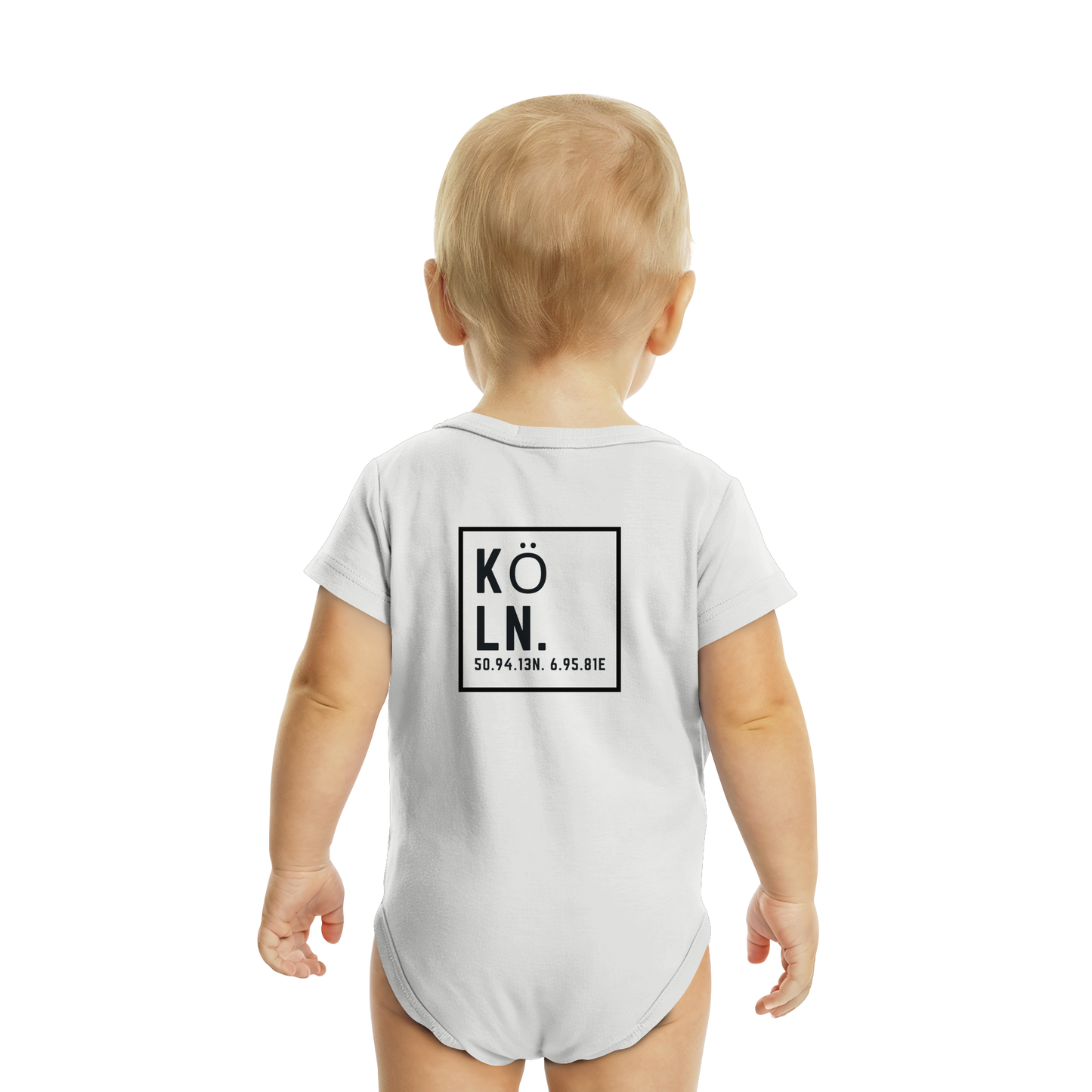 Köln Koordinaten (großer Druck auf dem Rücken) - Organic Baby Bodysuit