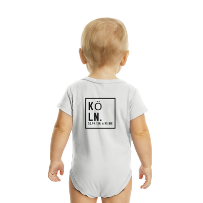 Köln Koordinaten (großer Druck auf dem Rücken) - Organic Baby Bodysuit