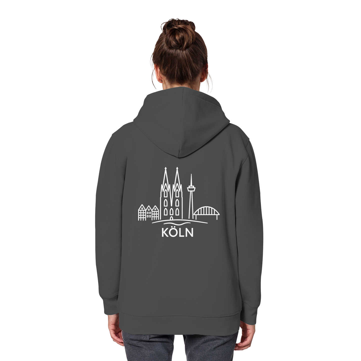 Köln Skyline (großer Druck auf dem Rücken) - Organic Basic Hoodie