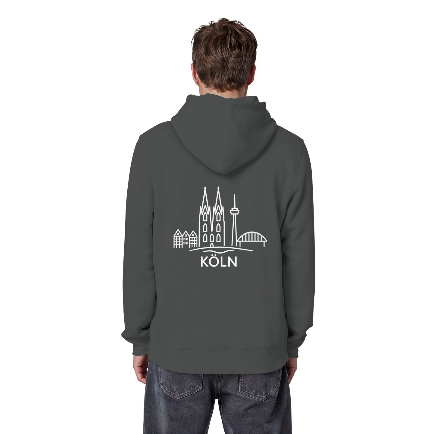Köln Skyline (großer Druck auf dem Rücken) - Organic Basic Hoodie