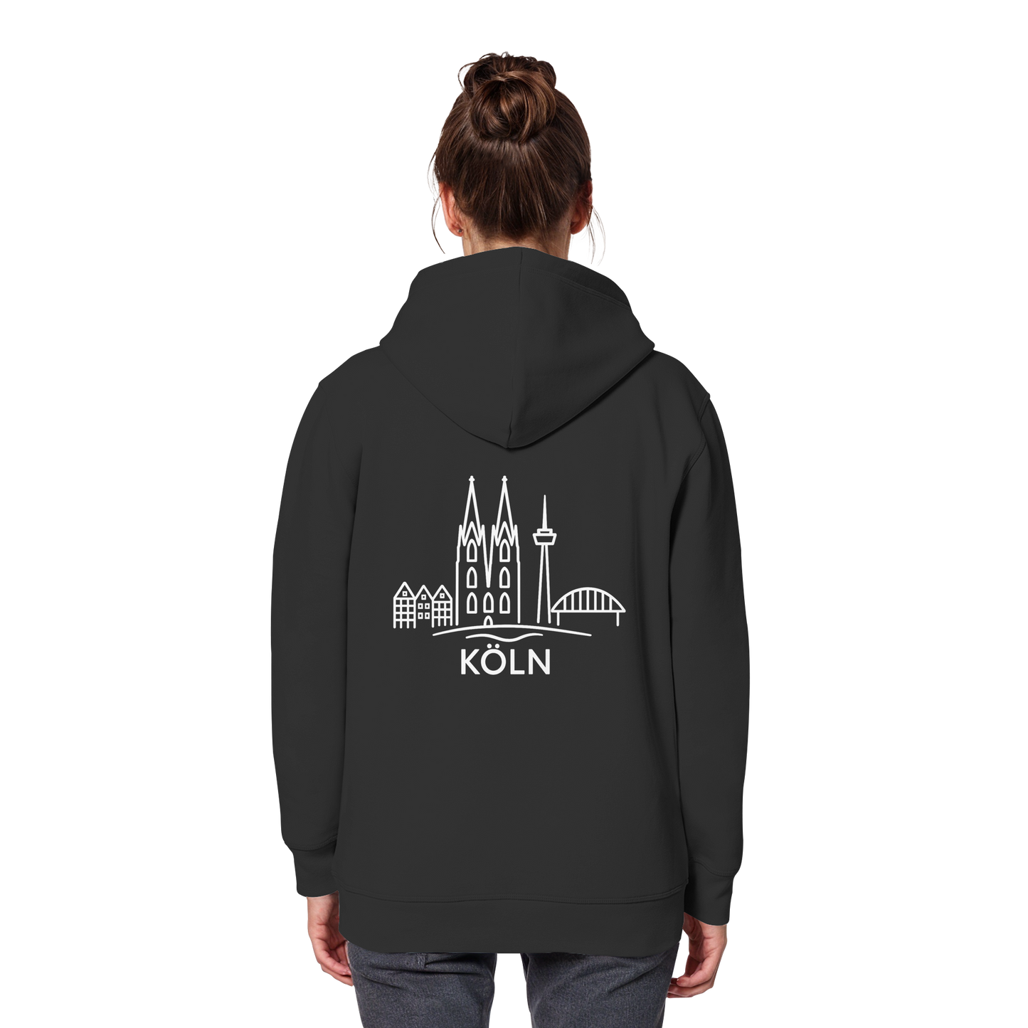 Köln Skyline (großer Druck auf dem Rücken) - Organic Basic Hoodie