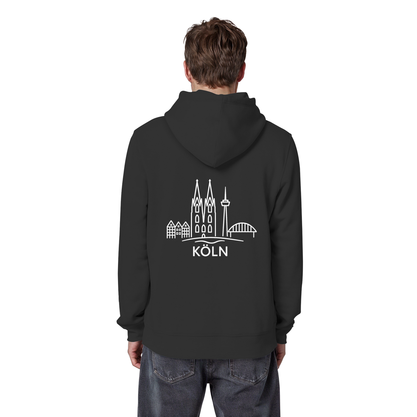 Köln Skyline (großer Druck auf dem Rücken) - Organic Basic Hoodie