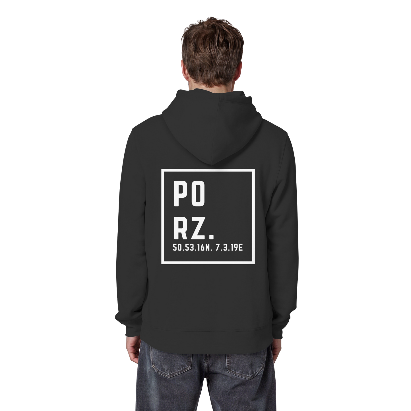 Porz Koordinaten (großer Druck Rücken)  Organic Basic Hoodie
