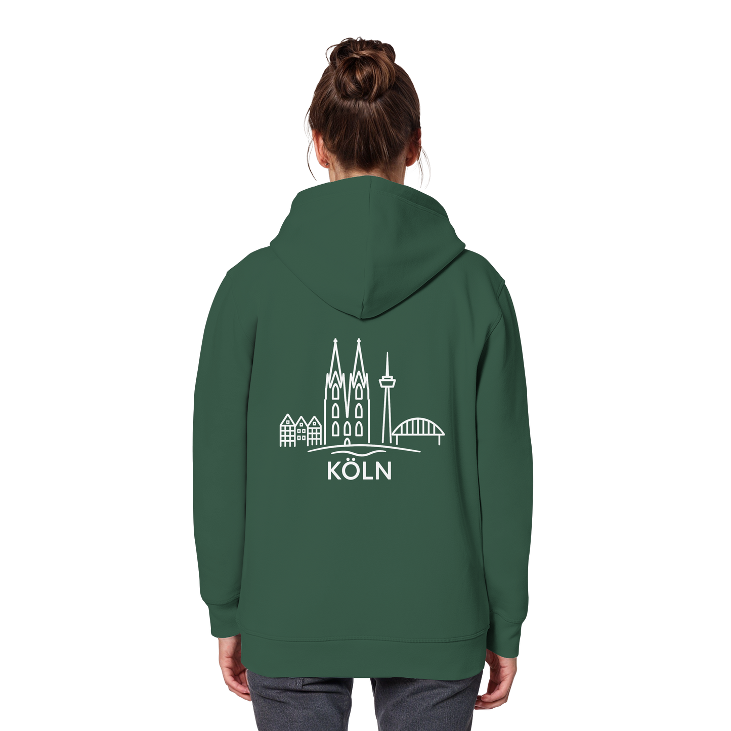 Köln Skyline (großer Druck auf dem Rücken) - Organic Basic Hoodie