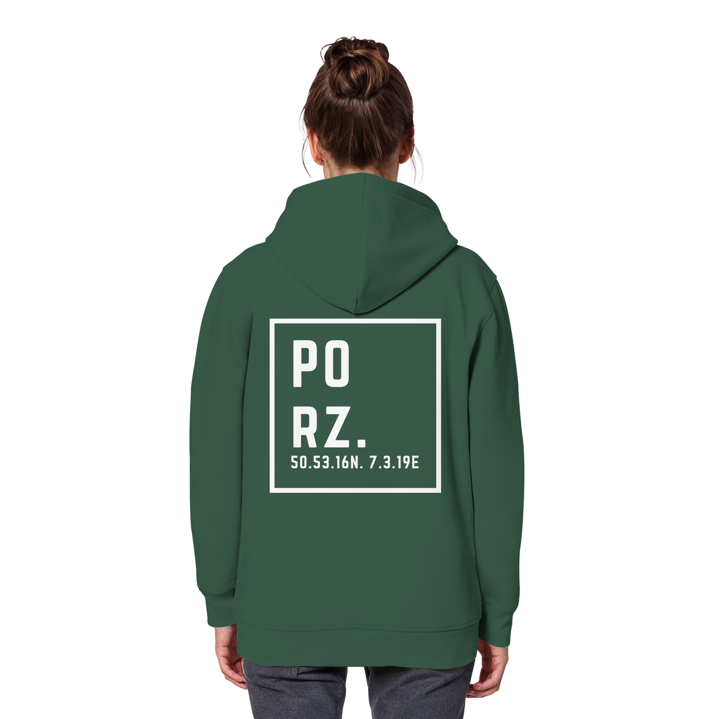 Porz Koordinaten (großer Druck Rücken)  Organic Basic Hoodie