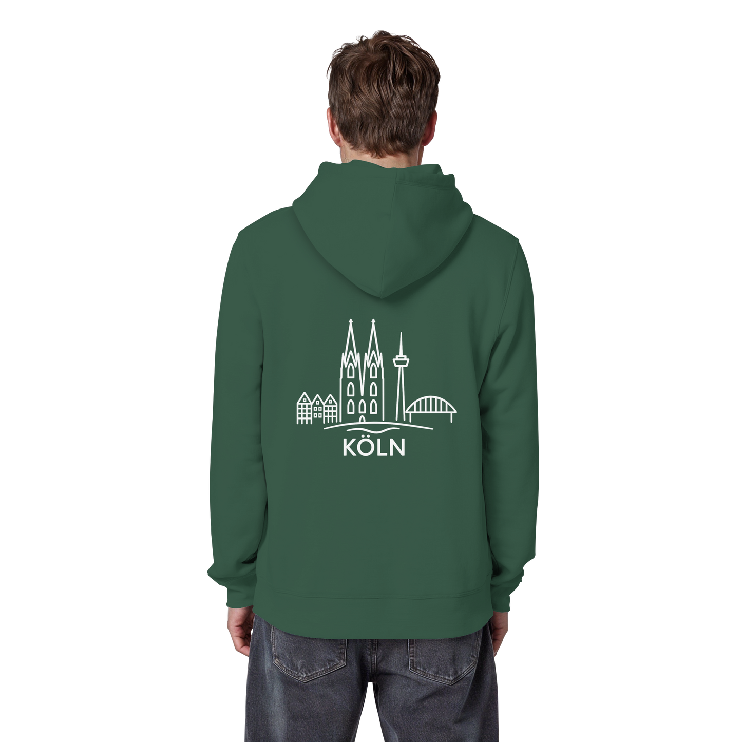 Köln Skyline (großer Druck auf dem Rücken) - Organic Basic Hoodie